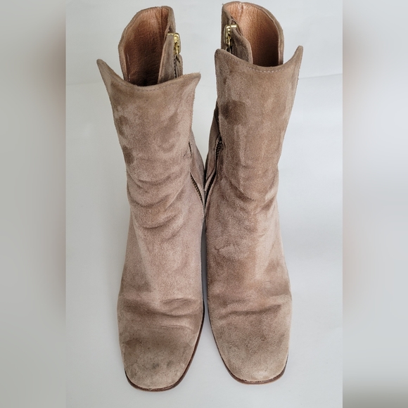 FREE PEOPLE Tan Suede Block Heel Boots - Picture 2 of 14
